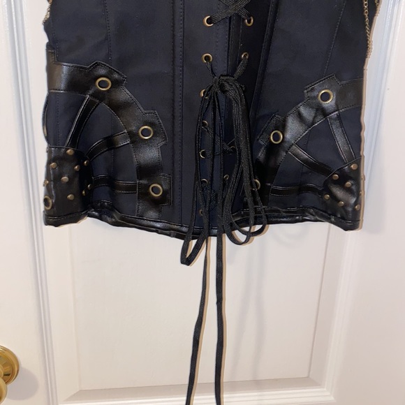Bustier Corset Top, Chain, Grommets & rivet accents. Black Sz S NWOT - Picture 10 of 16